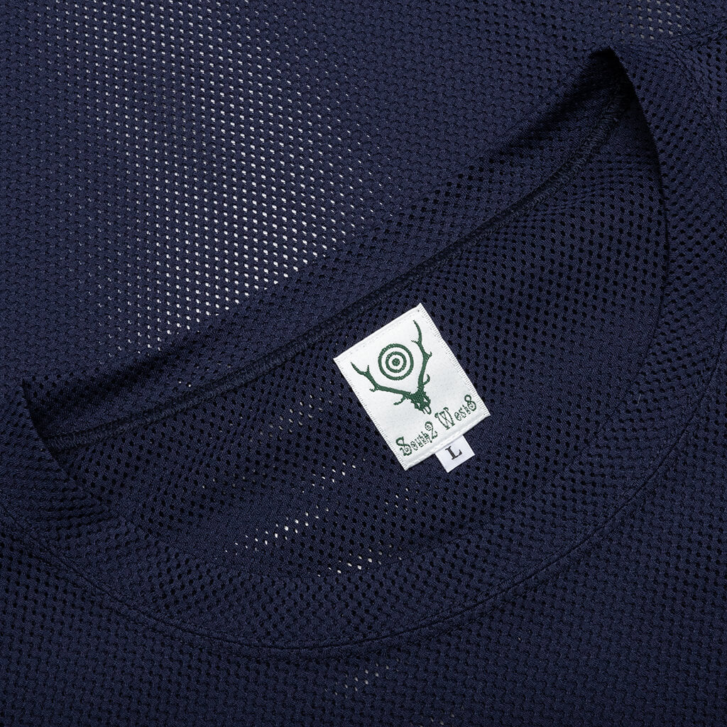 Crew Neck S/S Shirt Knit Mesh - Navy - Image 3