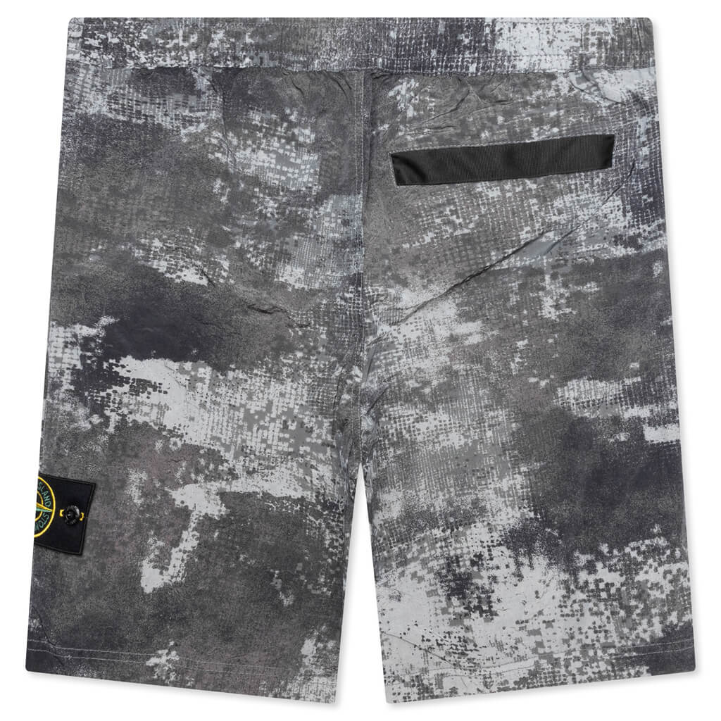 Dissolving Grid Camo Comfort Fit Bermuda Shorts - Grey - Image 2