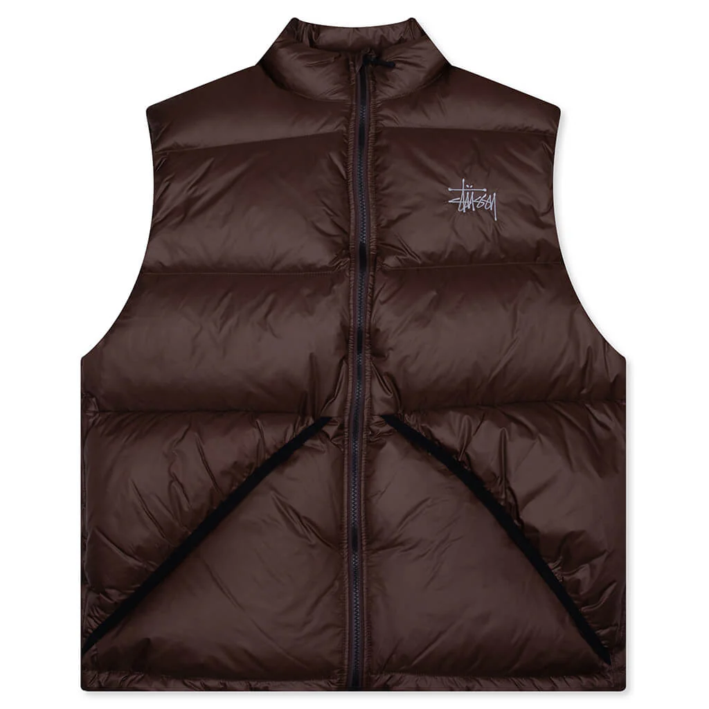 Micro Ripstop Down Vest - Brown