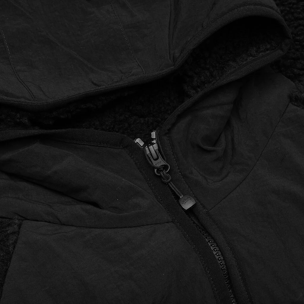 Sherpa Paneled Hooded Jacket - Black - Image 3