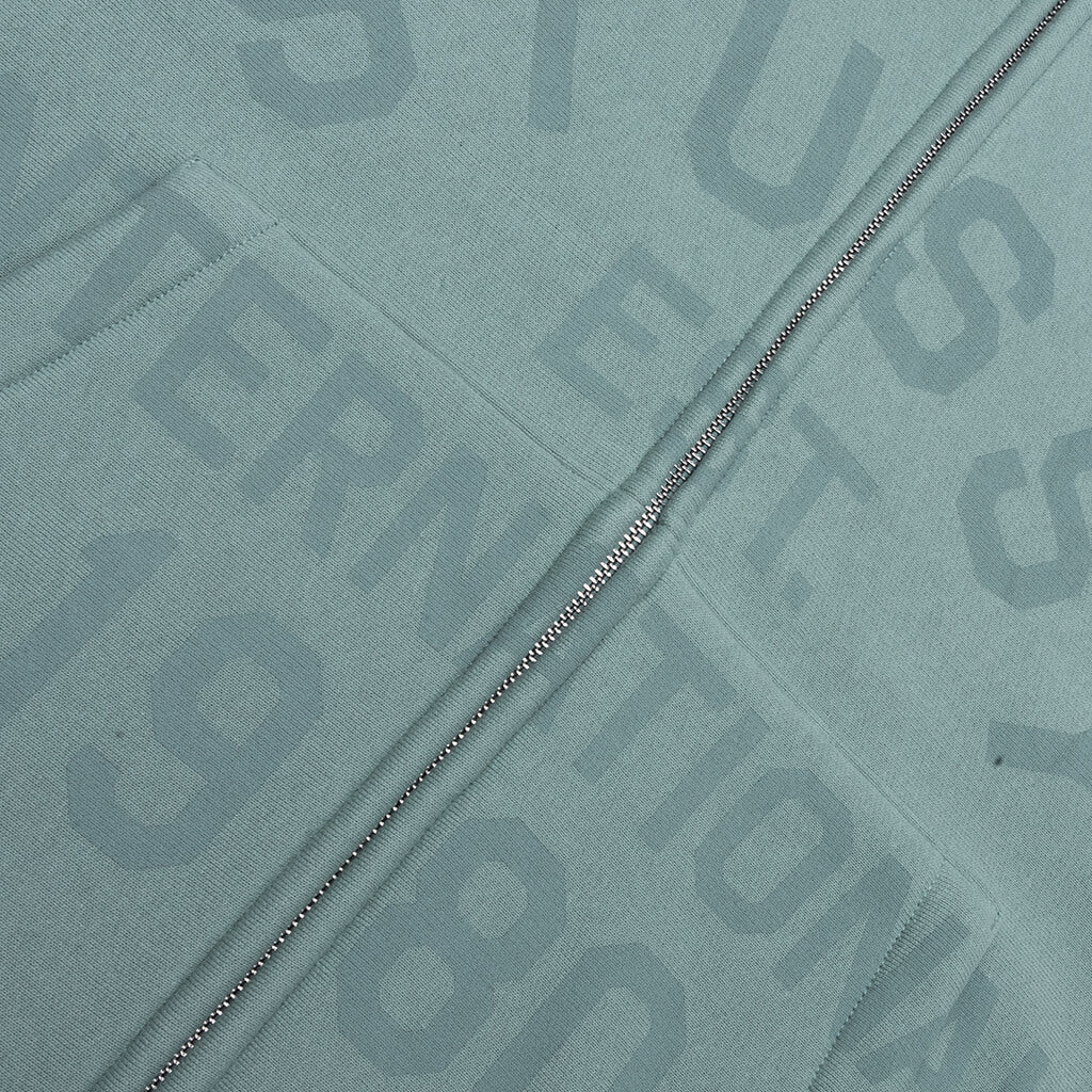 Established Printed Zip Hoodie - Grey Green - Image 3
