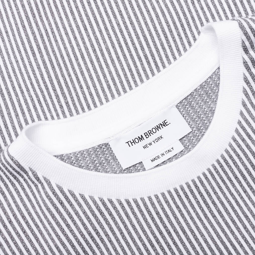 Seersucker Loopback 4-Bar Crew Neck Sweatshirt - Light Grey - Image 3