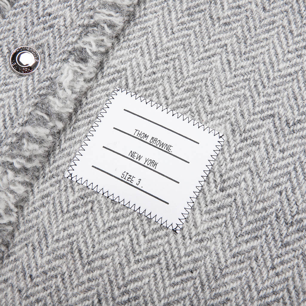 w/ 4 Bar and Fray Edge Herringbone Shirt Jacket - Medium Grey - Image 4
