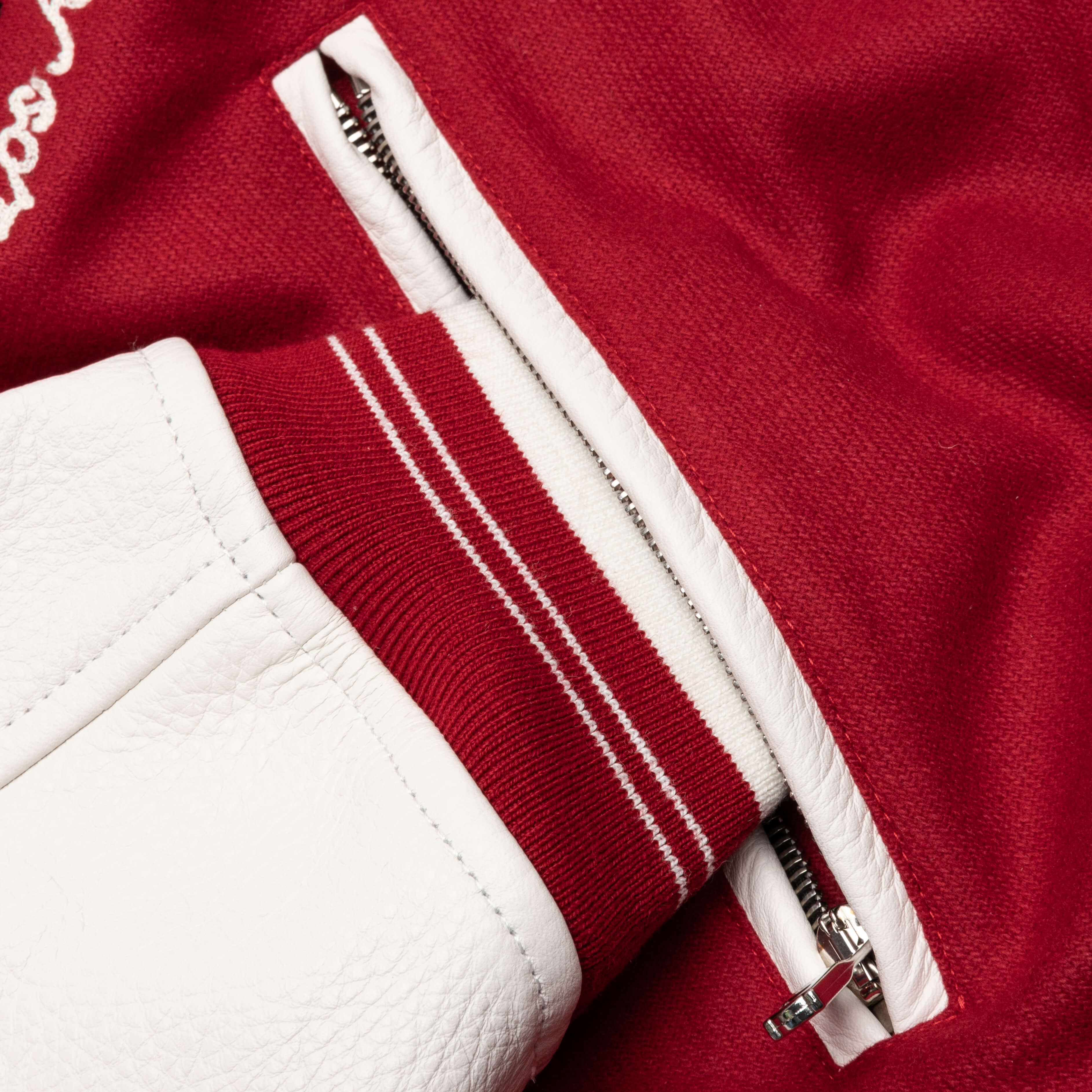 Vintage Patch Varsity Bomber Jacket - Red - Image 5