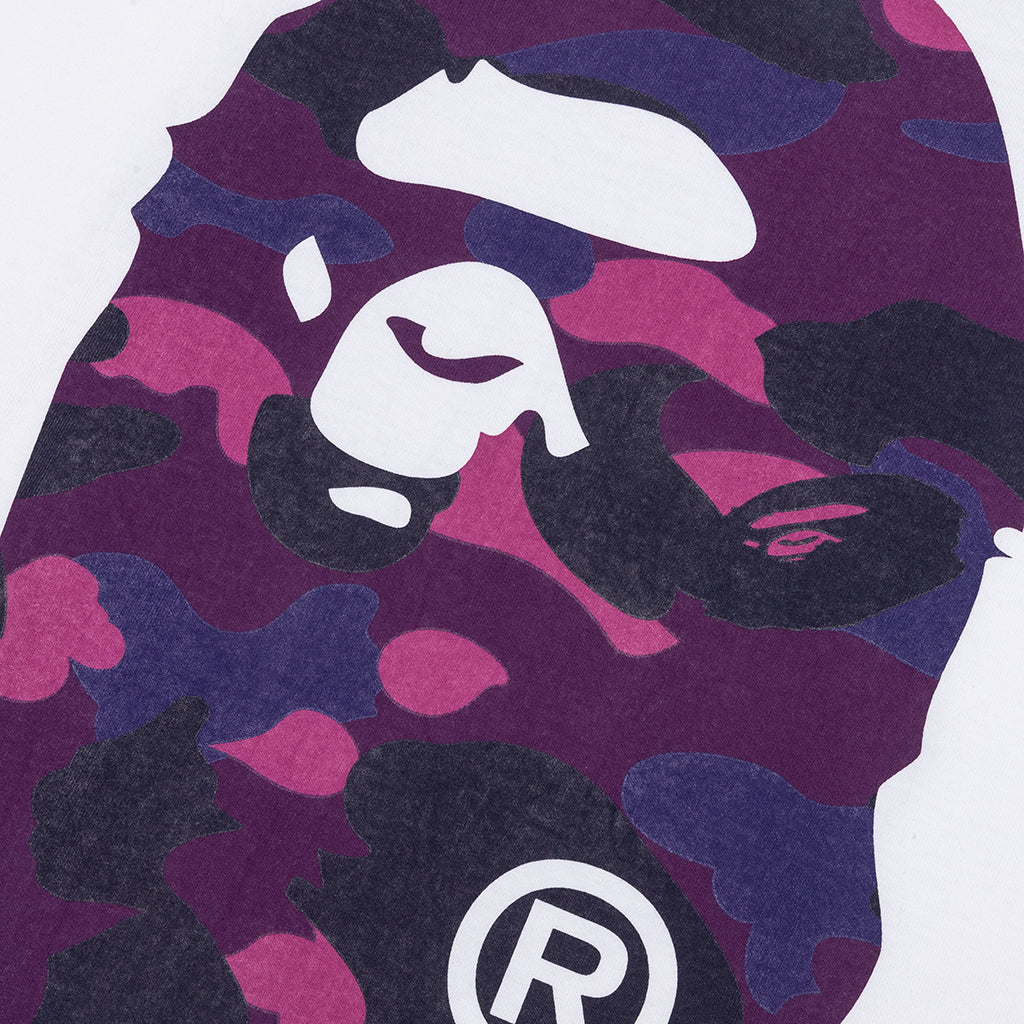 Color Camo Big Ape Head Tee - White/Purple - Image 3