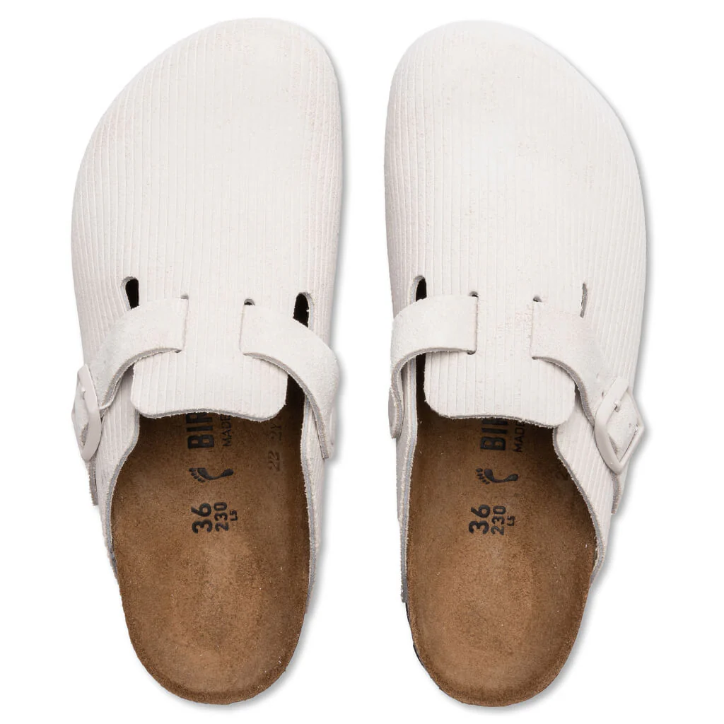 Women's Narrow Boston Suede Embossed - Corduroy Antique White - Image 4