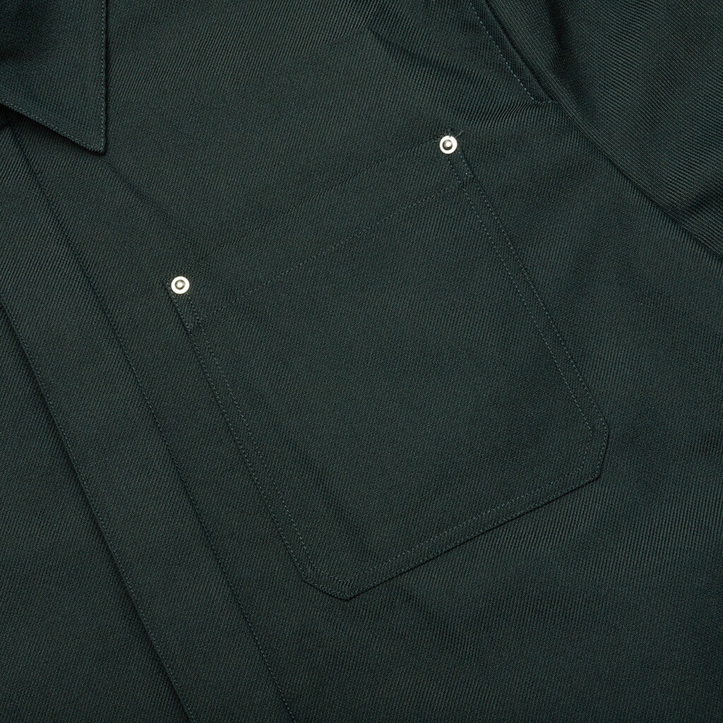 Wool Gabardine Shirt Jacket - Evergreen - Image 3