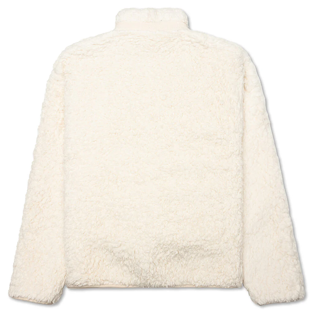 Natural Cotton Fleece Zip Jacket- Eggshell - Image 2